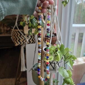 Multi color beaded rondelle necklace Jewel Tones With Gold Spacers